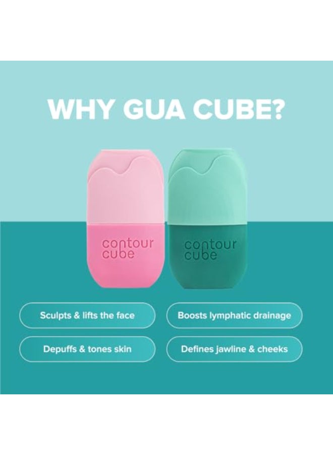 Contour Cube Contour Gua Cube Gua Sha Face Massage Tool Ice Roller for Sculpting DePuffing Lymphatic Drainage Face Ice Roller Massager Compact Skin Care Tools for Daily Skincare Travel Jade - Image 4