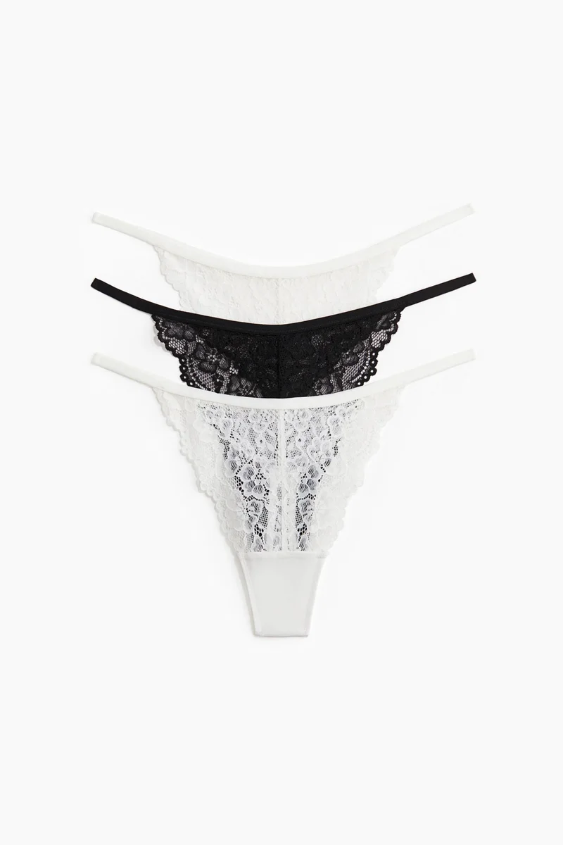 H&M 3-pack lace tanga thong briefs