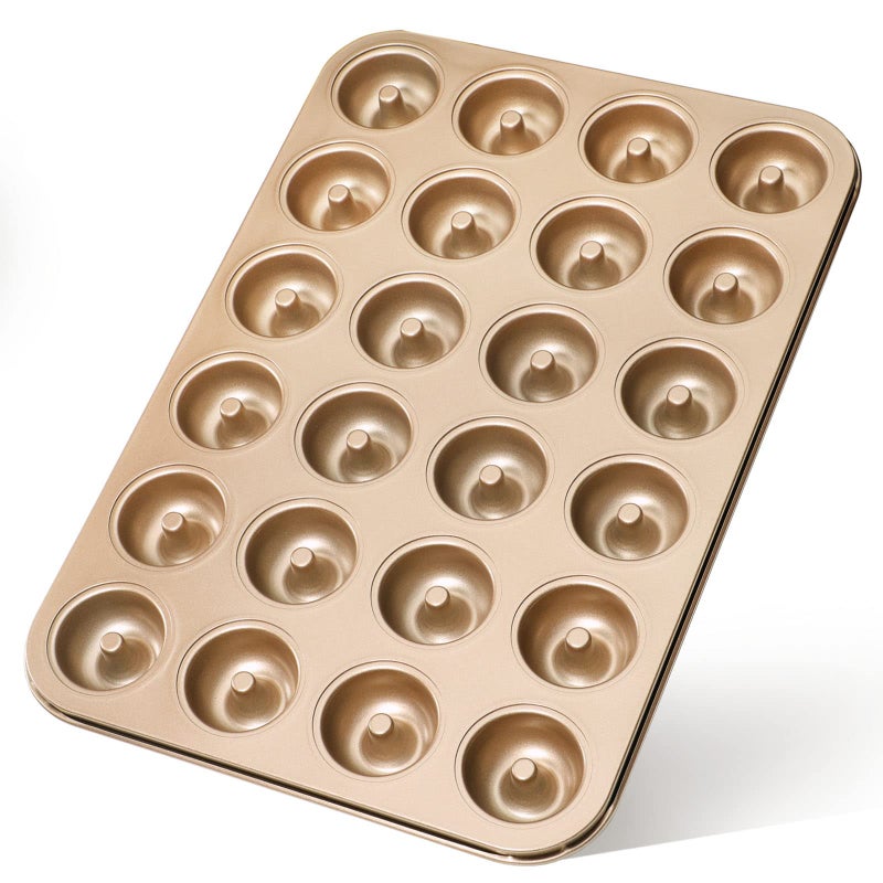 webake Mini Doughnut Mould 24 Hole 45 cm Non Stick Baking Tin Carbon Steel Donut Mould for DIY Baking