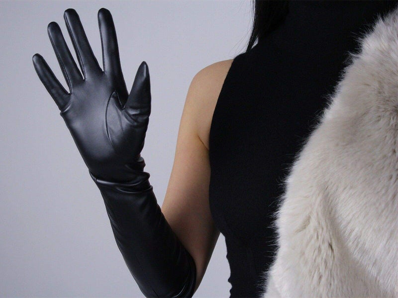DooWay Long Leather Gloves - Women's Black Elbow Length Touchscreen Winter Warm Opera Evening Costume Cosplay Gloves - Image 5