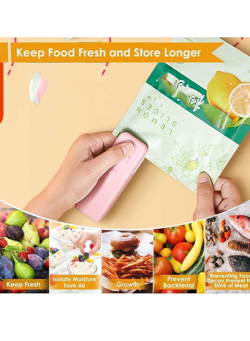 Excefore Mini Bag Sealer USB Rechargeable, 2 in 1 Heat Sealer and Cutter, Handheld Heat Vacuum Sealer for Plastic Bags Food Storage Snacks Freshness （Pink） - Image 5