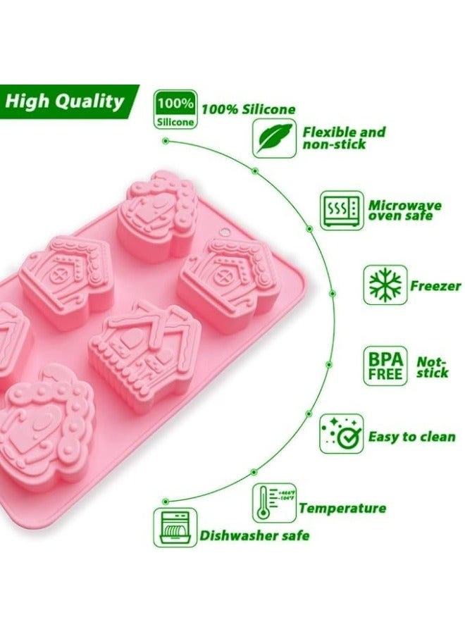 Happy Home 1pcs Gingerbread House Silicone Mold Perfect for Chocolate Candy Multicolor - Image 3