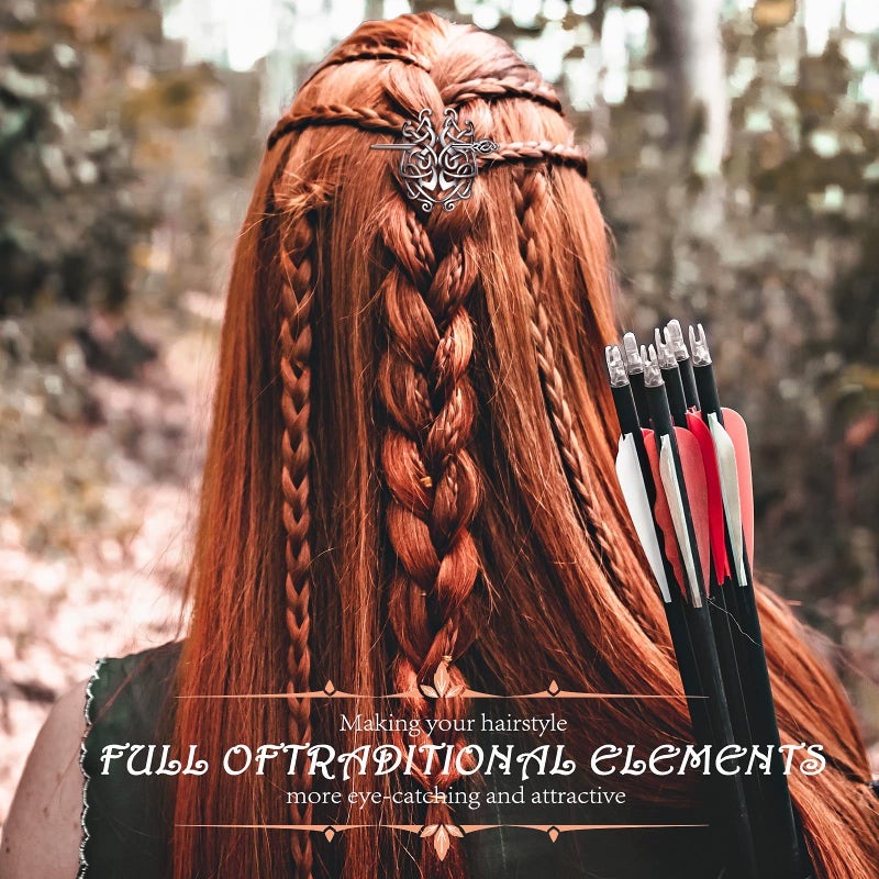 Syhood 8 Pcs Viking Celtic Hair Clips Vintage Knot Hair Stick Retro Silver Metal Celtic Barrette Hairpins Viking Jewelry Accessories for Women (Classic) - Image 5
