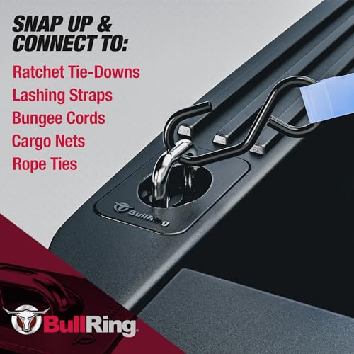 Bull Ring Retractable Truck Bed Tie Down Anchors for Dodge RAM 2009+, Toyota Tundra CrewMax 2014-24, Hyundai Santa Cruz 2022-24, Rail Cap Trim Required to Install (2 Pack) - Image 3