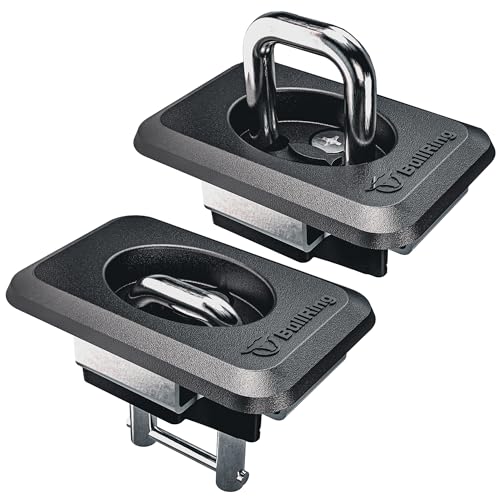 Bull Ring Retractable Truck Bed Tie Down Anchors for Dodge RAM 2009+, Toyota Tundra CrewMax 2014-24, Hyundai Santa Cruz 2022-24, Rail Cap Trim Required to Install (2 Pack) - Image 2