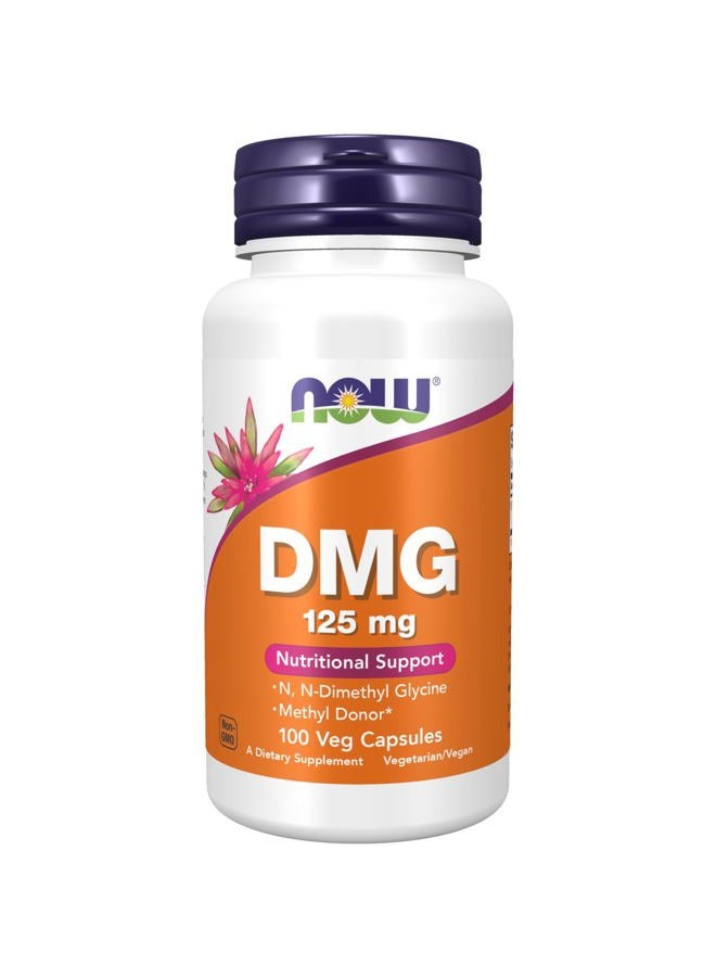 now Supplements, DMG (N-Dimethyl Glycine) 125 mg, Nutritional Support, 100 Veg Capsules - Image 1