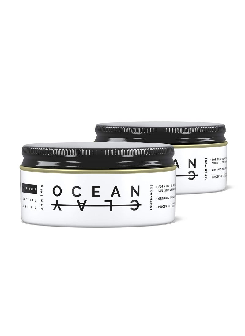(SHEHVOO) (SHEH•VOO) OC DUO Kit - (2) Ocean Clay's - Premium Men's Hair Styling Clay (2.4 oz Each) 