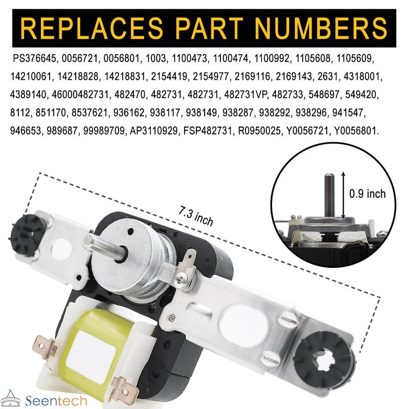Seentech 482731 Evaporator Fan Motor Kit - Compatible with Whirlpool Kenmore Refrigerators, Freezers – Replaces: 4389140 8537621 4318001 0056721 0056801 1100473 PS376645 AP3110929 R0950025 - Image 4