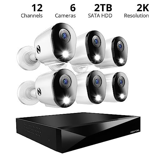 Night Owl 2-Way Audio 12 Channel DVR Video Home Security Camera System with (6) Wired 2K HD Indoor/Outdoor Deterrence Cameras and 2TB Hard Drive (Add up to 4 More Wired and 4 Wi-Fi Cameras) (6 Camera) - Image 2