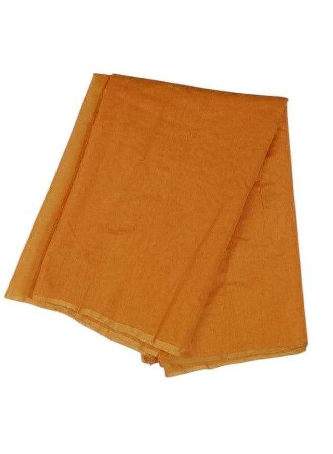 Manvicare Plain Chanderi Silk Yellow Orange Haldi Color for Haldi Function, Ceremony for Girls,Women Saree, 45 Inches Width, 5.5 Meters Length - Image 1