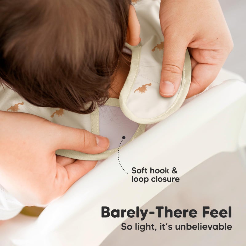 KeaBabies 3-Pack Waterproof Baby Bibs for Eating - Lightweight Toddler Feeding Bibs with Large Food Catcher, Mess Proof, Food-Grade Baby Eating Essentials, Easy to Put On & Clean (Roarsome) - Image 4