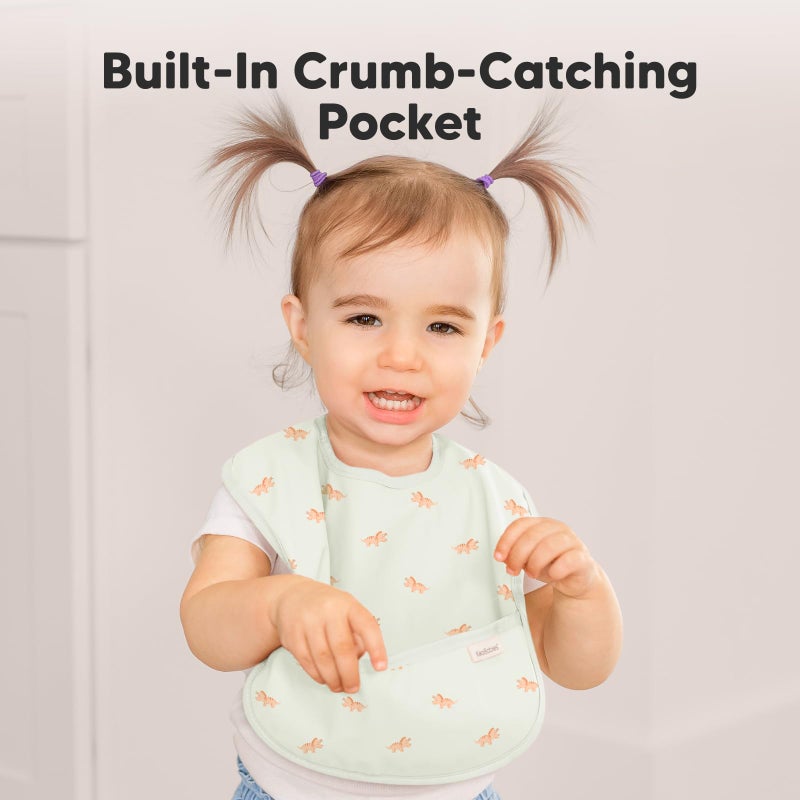 KeaBabies 3-Pack Waterproof Baby Bibs for Eating - Lightweight Toddler Feeding Bibs with Large Food Catcher, Mess Proof, Food-Grade Baby Eating Essentials, Easy to Put On & Clean (Roarsome) - Image 5