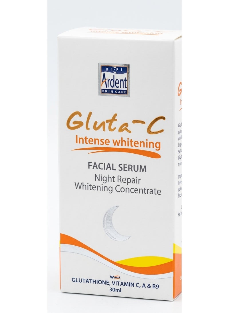 Intense Whitening Facial Serum Night Repair Concentrate with Gluta & Vitamins C, A & B9 - 30ml