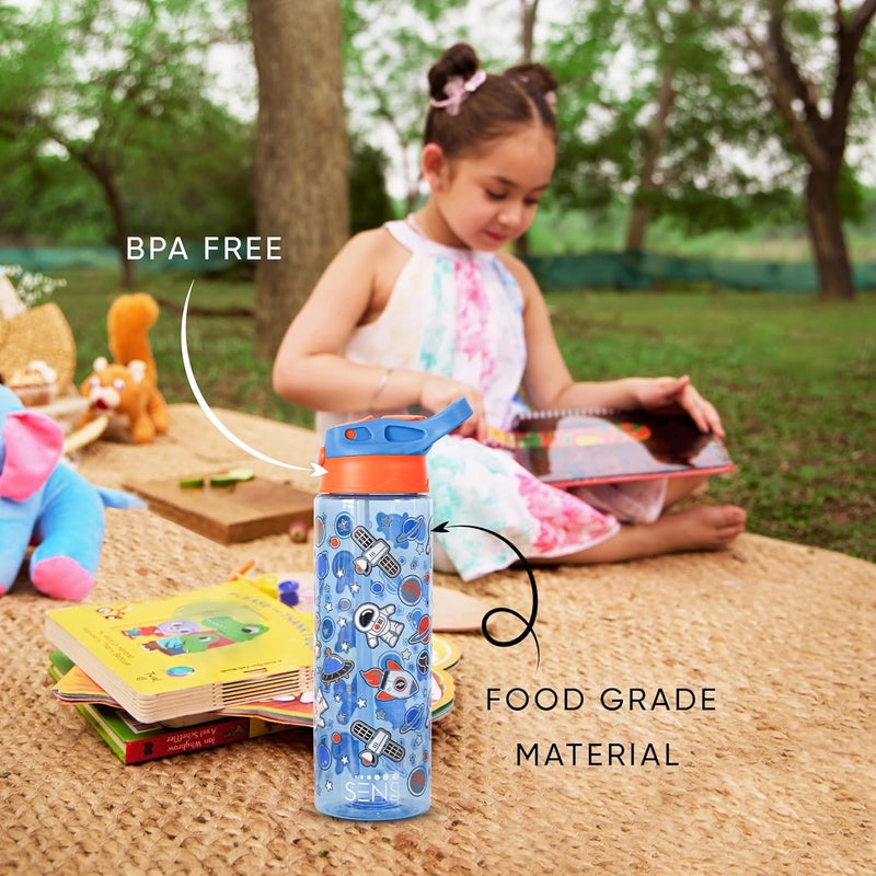 SENS AquaPlay kids Water Bottle with sipper, Food grade, leak proof & BPA free, school & Picnic Bottle | Boys & Girls| 700ml | Space - Image 2