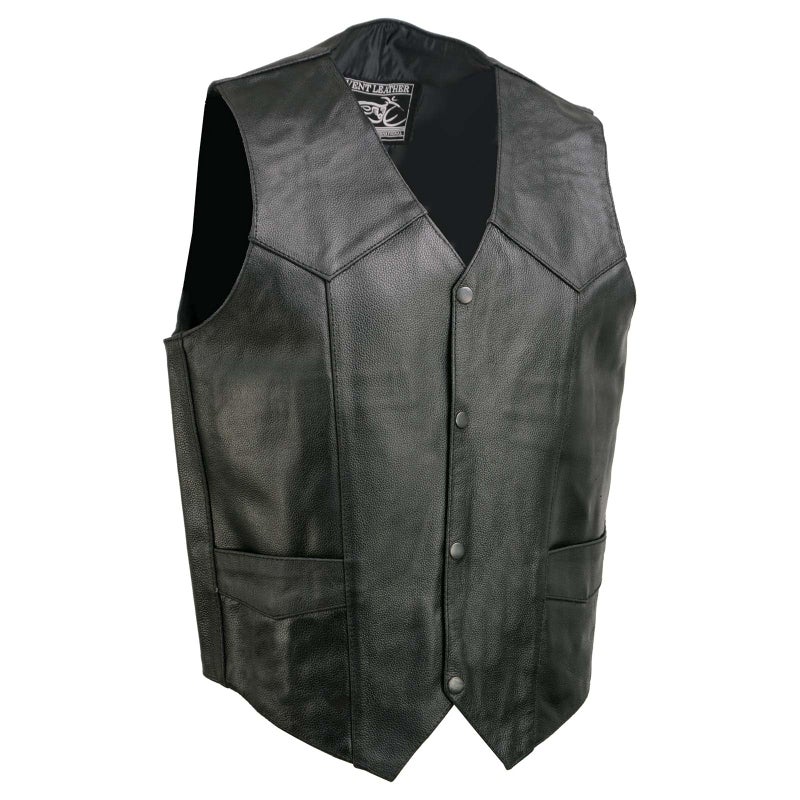 EVENT LEATHER EL5310 Black Motorcycle Leather Vest for Men Riding Club Adult Motorcycle Vests Large