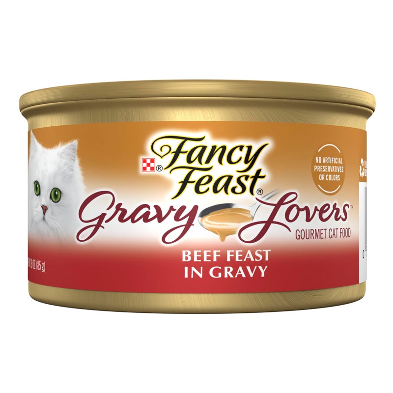 Fancy Feast Purina Fancy Feast Gravy Lovers Beef Feast Grilled Gourmet Cat Food in Wet Cat Food Gravy - (Pack of 24) 3 oz. Cans - Image 1