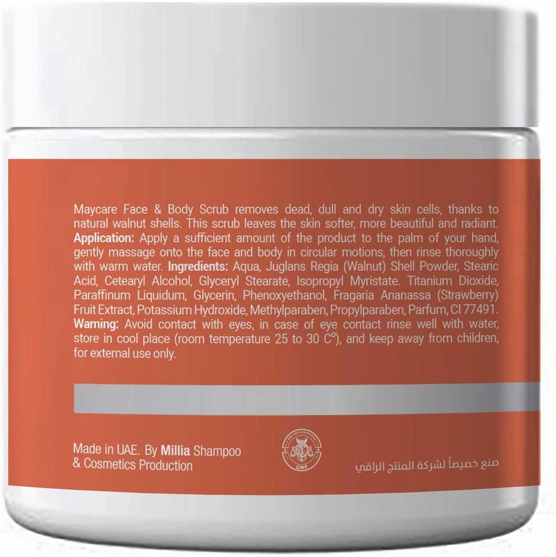MAYCARE My Care Scrub for Face and Body Strawberry, 5 in 1, Brightening, Cleansing, Exfoliating, Moisturizing and Radiant, 500ml - Image 2