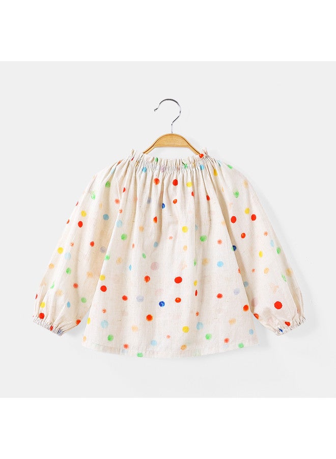 Girls' Baby Autumn New Fashionable Colorful Polka Dot Versatile Shirt Trendy - Image 4
