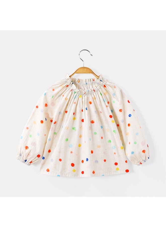 Girls' Baby Autumn New Fashionable Colorful Polka Dot Versatile Shirt Trendy - Image 3