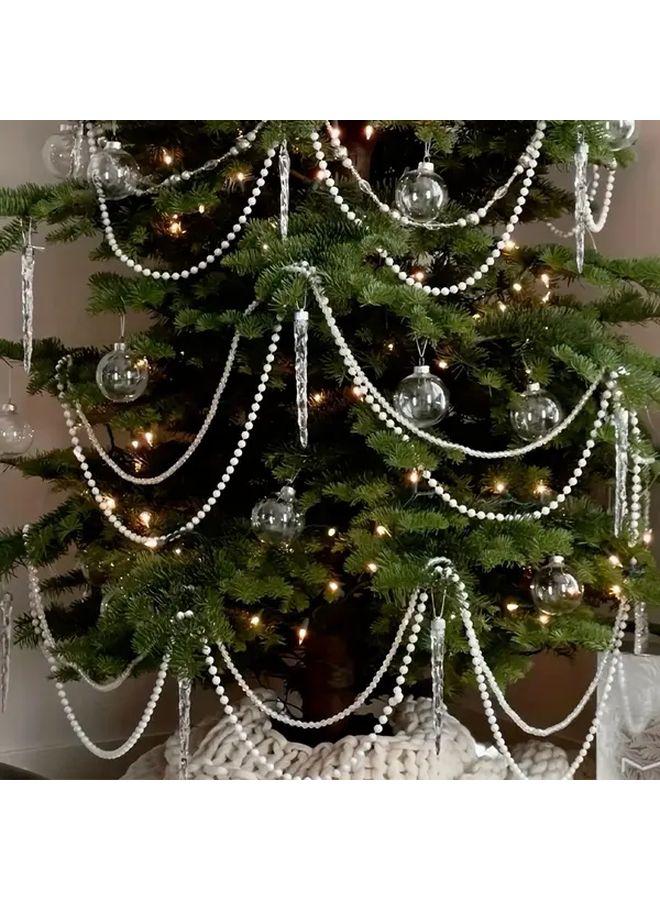 Christmas Tree Bead Necklace 196 Inch Artificial Bead Chain Decoration Indoor Outdoor Festive Party Home Decor 1pc - Image 1