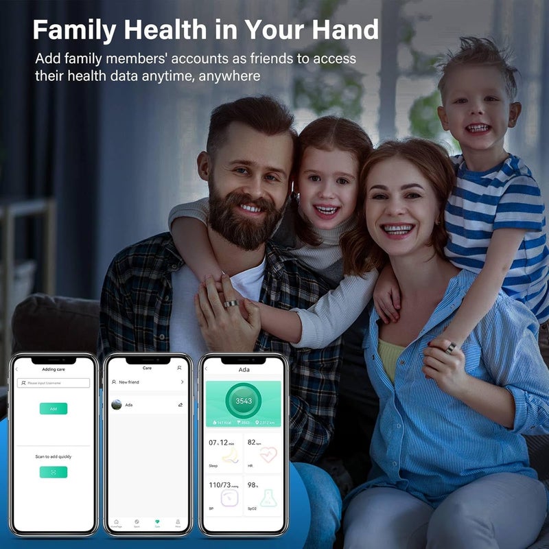 الحلقة الذكية - حلقة تعقب النشاط للرجال والنساء، لصحة النوم ومعدل الضربات القلبية وضغط الدم والأكسجين في الدم، مصممة بمواصفات IP68، بدون رسوم لتطبيق الجوال - Image 5