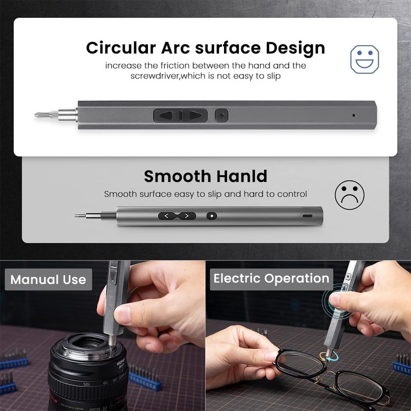 HASTHIP Electric Screwdriver, Precision Screwdriver Set, 37 in 1 Precision Mini Electric Screwdriver with 30 Bits & Tools Cordless Screwdriver Set with LED USB Power Screwdriver Electric Screwdriver - Image 3