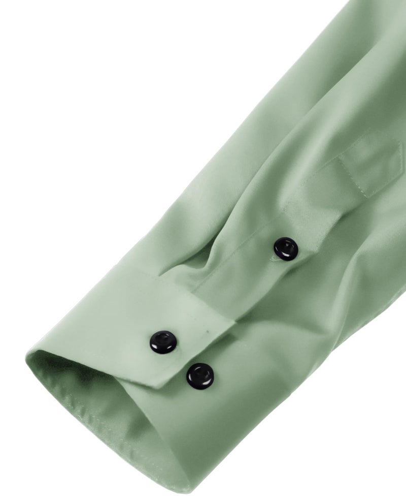 ZEROYAA Men's Long Sleeve Dress Shirt Fitted Wrinkle-Free Casual Business Button Up Shirts ZSSCL07-Sage Green Large - Image 5