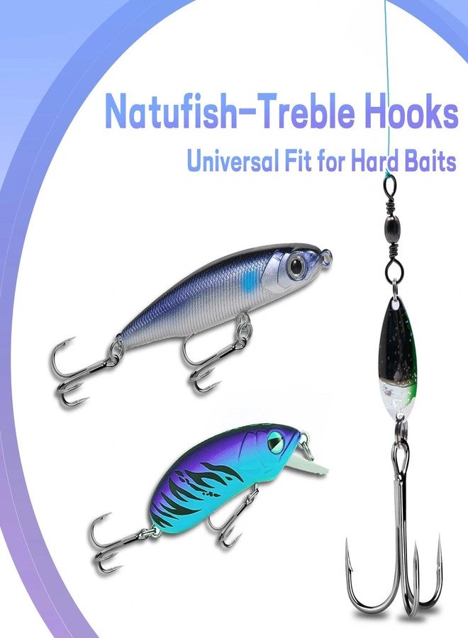 Natufish Fishing Treble Hooks 25Pcs Triple Hook Silver/High Carbon Steel/Sharp Barbed for Link Split Rings on Hard Lures Freshwater Saltwater(Size 14#) - Image 4