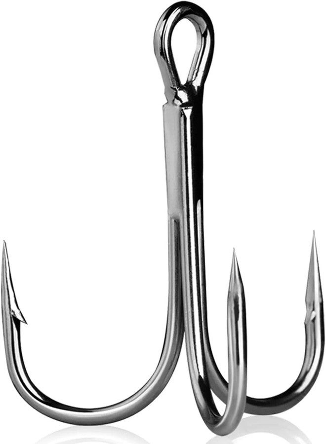 Natufish Fishing Treble Hooks 25Pcs Triple Hook Silver/High Carbon Steel/Sharp Barbed for Link Split Rings on Hard Lures Freshwater Saltwater(Size 14#) - Image 1