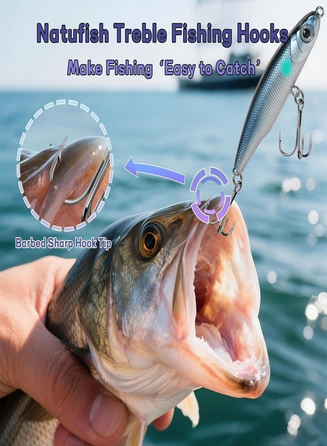 Natufish Fishing Treble Hooks 25Pcs Triple Hook Silver/High Carbon Steel/Sharp Barbed for Link Split Rings on Hard Lures Freshwater Saltwater(Size 14#) - Image 5