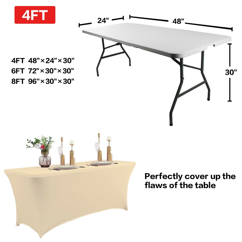 IVAPUPU 2 Pack 6FT Table Cloth for Rectangular Fitted Events Stretch Champagne Table Covers Washable Spandex Tablecloth Protector for Party, Wedding, Cocktail, Banquet, Festival - Image 3