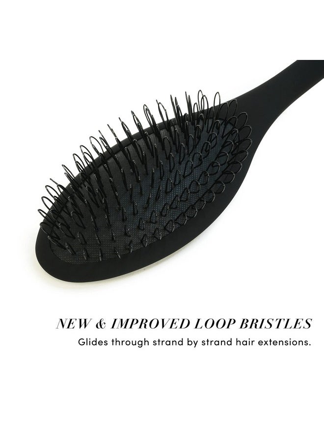 The Hair Shop Black Loop Brush Salon Professional Grade With Matted Black And Ergonomic Design Safe Detangler Tool For 100% Remy Human And Synthetic Hair Extensions And Wigs  - Image 3
