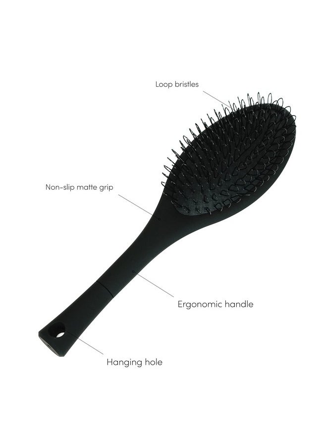 The Hair Shop Black Loop Brush Salon Professional Grade With Matted Black And Ergonomic Design Safe Detangler Tool For 100% Remy Human And Synthetic Hair Extensions And Wigs  - Image 4