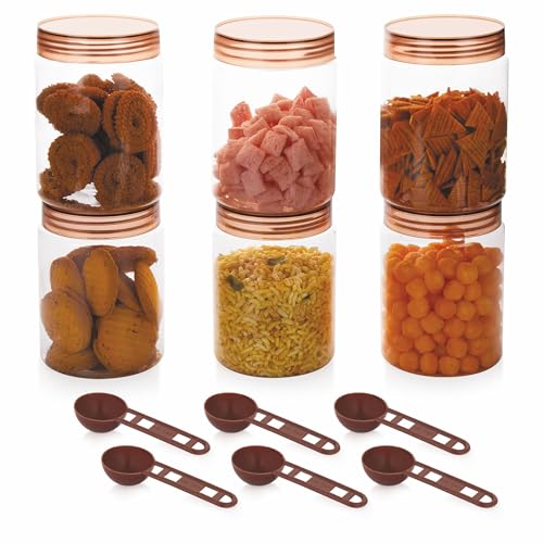 Homeor Plastic Storage Jar & Containers With Spoon, Airtight & BPA Free Containers for Kitchen Storage, Grocery Kitchen Container, Multipurpose Jar, Fridge Storage Container, 1500 ML Set 6 Transparent - Image 3
