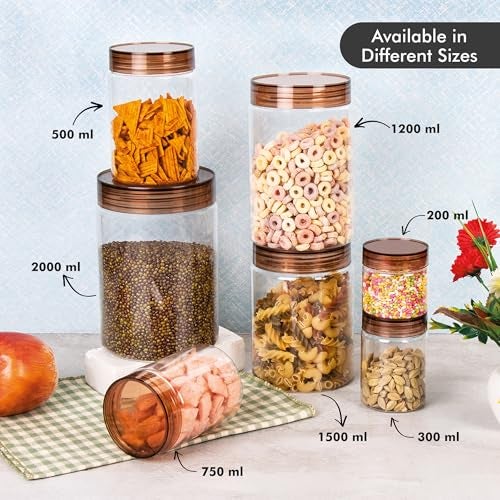 Homeor Plastic Storage Jar & Containers With Spoon, Airtight & BPA Free Containers for Kitchen Storage, Grocery Kitchen Container, Multipurpose Jar, Fridge Storage Container, 1500 ML Set 6 Transparent - Image 5