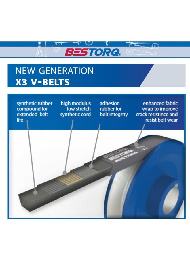 BESTORQ BESTORQ A70 or 4L720 Rubber V-Belt, Wrapped, Black, 72" Length x 0.5" Width x 0.32" Height  - Image 2