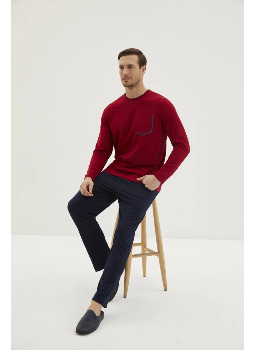 Kiğılı Contrast Collar 2-Piece Pajamas Set