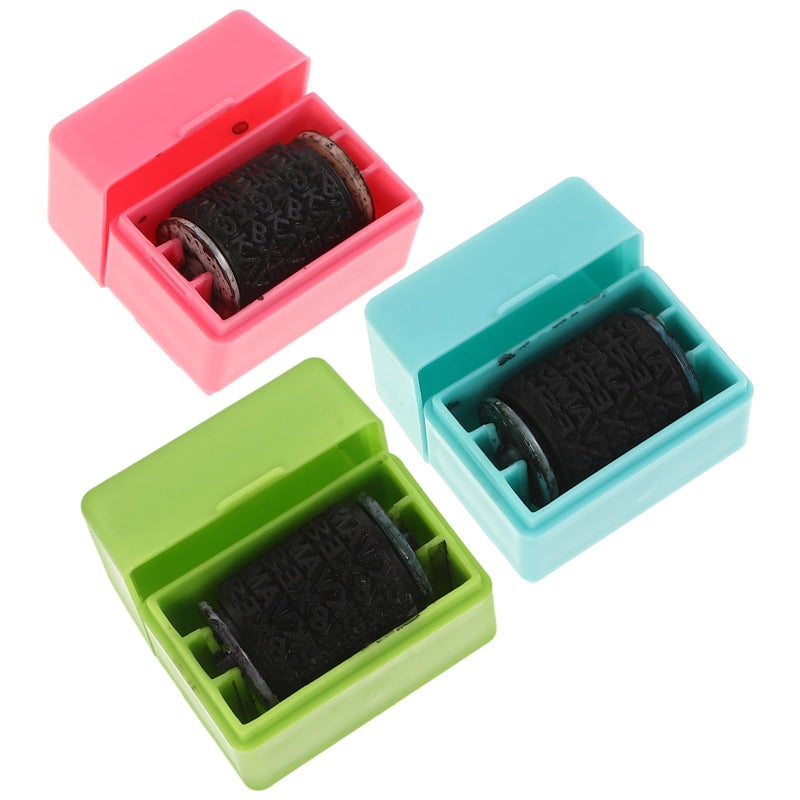 3 Pcs Self Inking Roller Stamp For Privacy Protection Office Document Security Random Color - Image 2