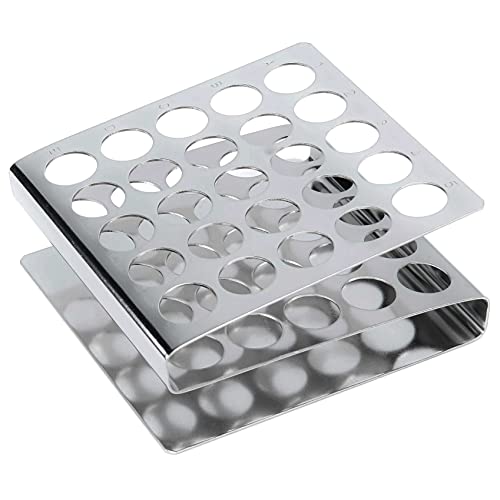 Globe Scientific 457200 Stainless Steel "Z" Shape Tube Rack, 16/17mm Tubes, 25-Place - Image 1
