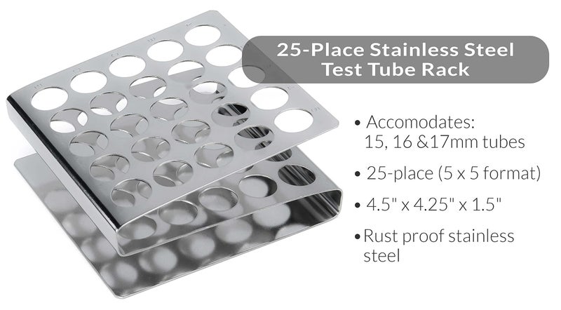 Globe Scientific 457200 Stainless Steel "Z" Shape Tube Rack, 16/17mm Tubes, 25-Place - Image 4