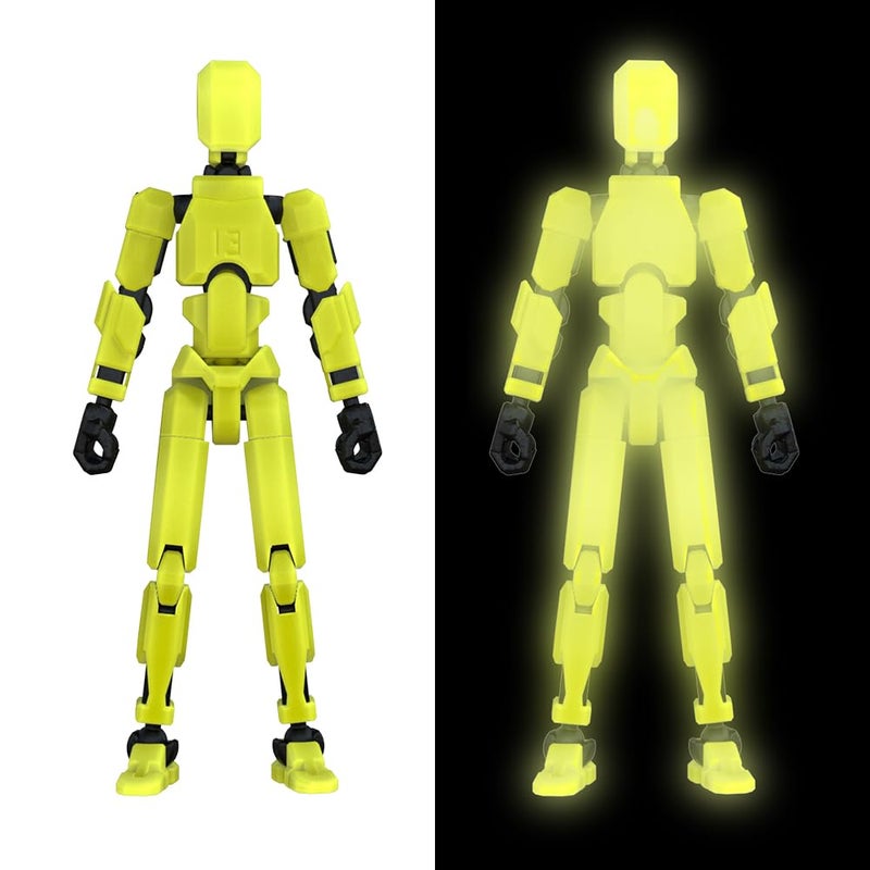 MerryXD Titan 13 Action Figure,Assembly Completed Dummy 13 Action Figure Lucky 13 Action Figure T13 Action Figure 3D Printed Multi-Jointed Movable, Nova 13 Action Figure Toy Grow in The Dark Yellow - Image 1