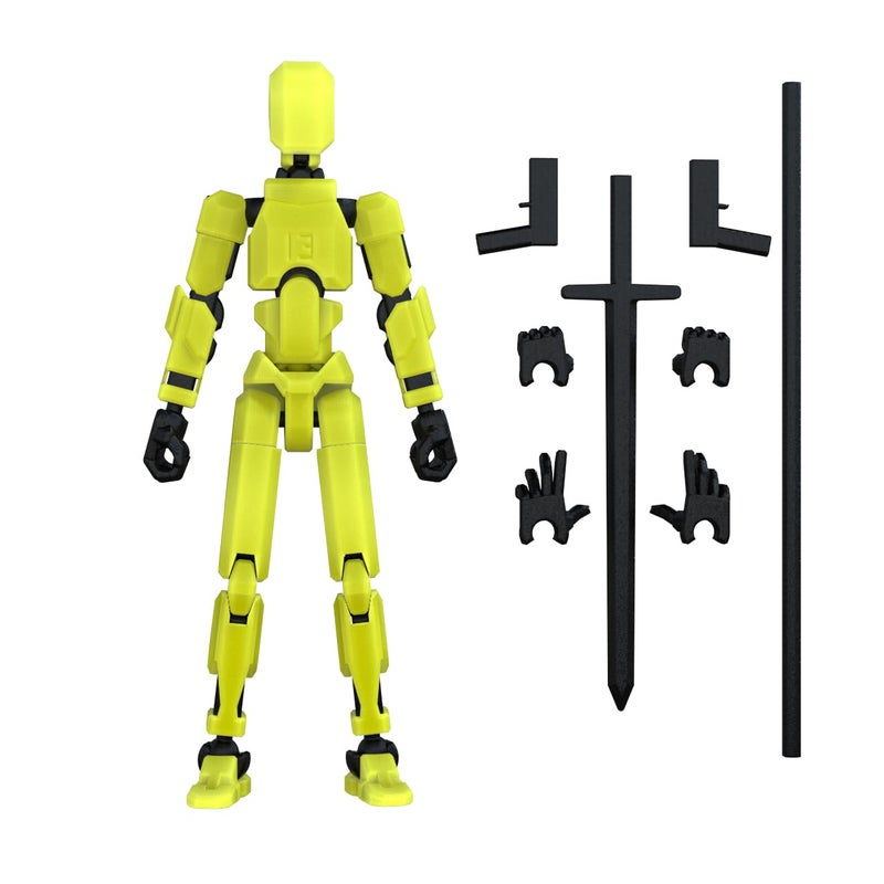 MerryXD Titan 13 Action Figure,Assembly Completed Dummy 13 Action Figure Lucky 13 Action Figure T13 Action Figure 3D Printed Multi-Jointed Movable, Nova 13 Action Figure Toy Grow in The Dark Yellow - Image 2