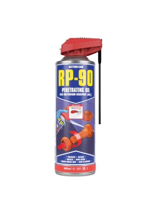 ®ACTION CAN RP-90 (Twin Spray) Penetrating Oil 500ML Powerful and fast penetrating oil spray for releasing fasteners and bolts - Image 1