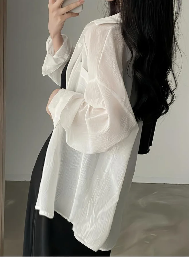Take Two White Oversized Long Sleeve Shirt