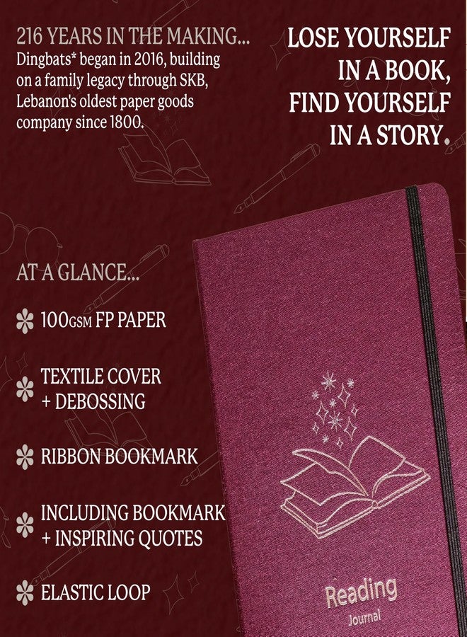 Dingbats* Notebooks Dingbats* Reading Journal for Book Lovers - Thick Paper Thread-Bound Hardcover Book Tracker to Record Reads, Quotes & Reflections, with Elastic Closure, Pen Loop & Bookmarks for Organized Reading - Image 2