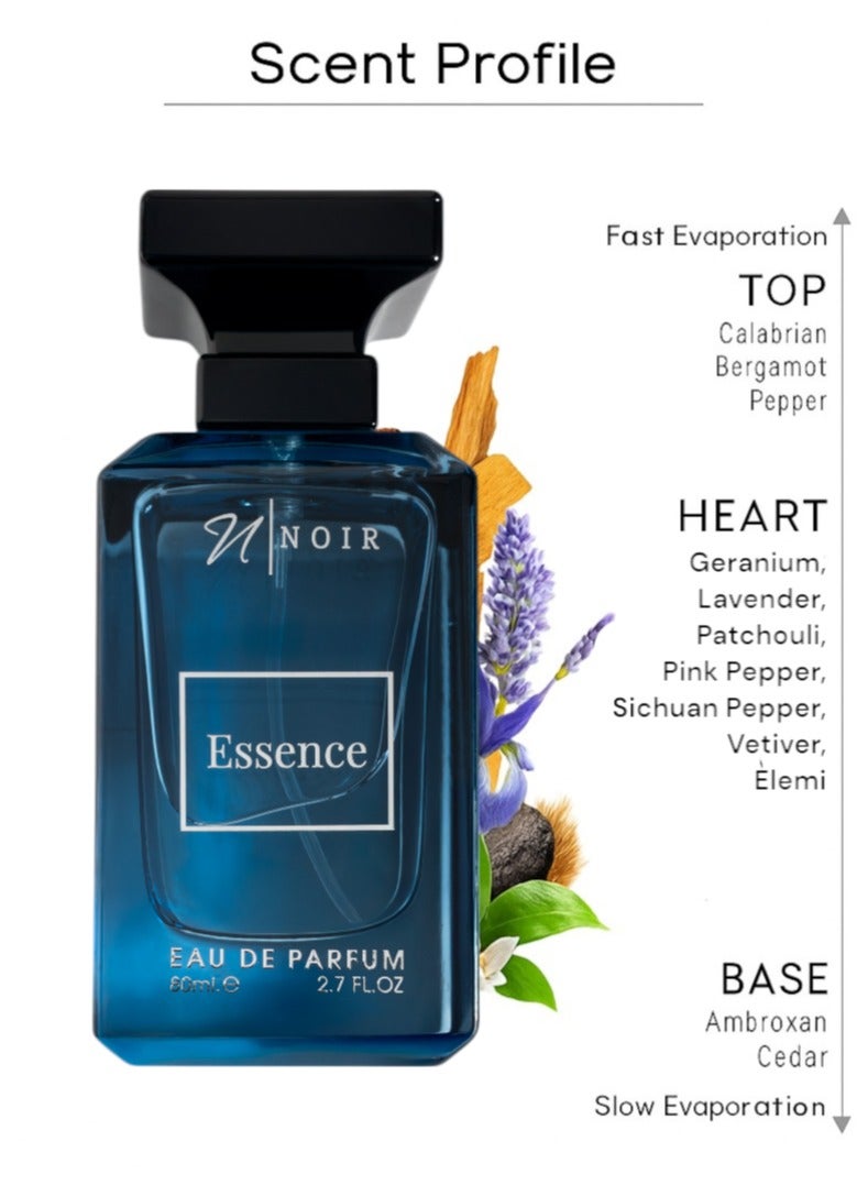 Essence Eau de Parfum for Men – Fresh & Spicy Scent with Bergamot, Pepper & Cedar | Long lasting  – 80ml