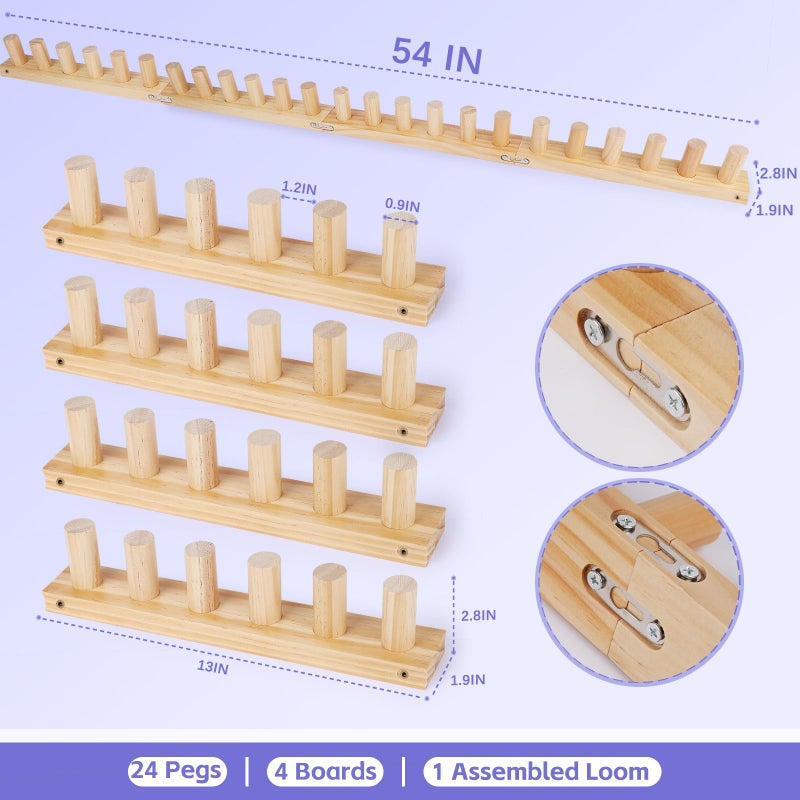 Reessy Chunky Knitting Blanket Loom â€“ 54â€ Wooden Knitting Loom Kit for Chunky Yarn with Assembly Tools Included â€“ 4-in-1Knitting Loom for Blankets, Afghans, Throws, Thick Yarn - Image 2
