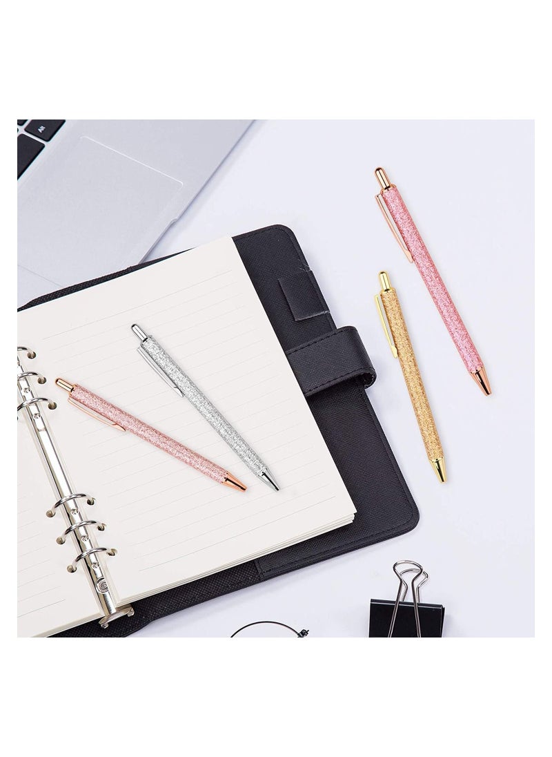 Y&D Ballpoint Pens, 4 Pieces Retractable Press Pens Black Ink Medium 1.0mm Gift Journaling School Office Supplies for Students Teachers, Staff (Pink, Gold, Silver)  - Image 4