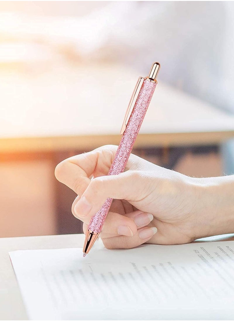 Y&D Ballpoint Pens, 4 Pieces Retractable Press Pens Black Ink Medium 1.0mm Gift Journaling School Office Supplies for Students Teachers, Staff (Pink, Gold, Silver)  - Image 5