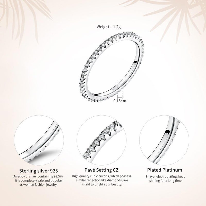 WOSTU Sterling Silver Eternity Cubic Zirconia Stackable Band Tarnish Resistant Wedding Band for Women & Men - Multi Colors Statement Comfort Fit Ring - 1.5mm Size 7 - Image 4